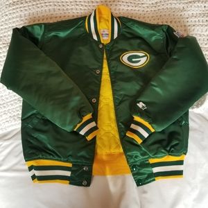 Vintage Green Bay Packers Starter Satin Bomber Jacket Size Medium